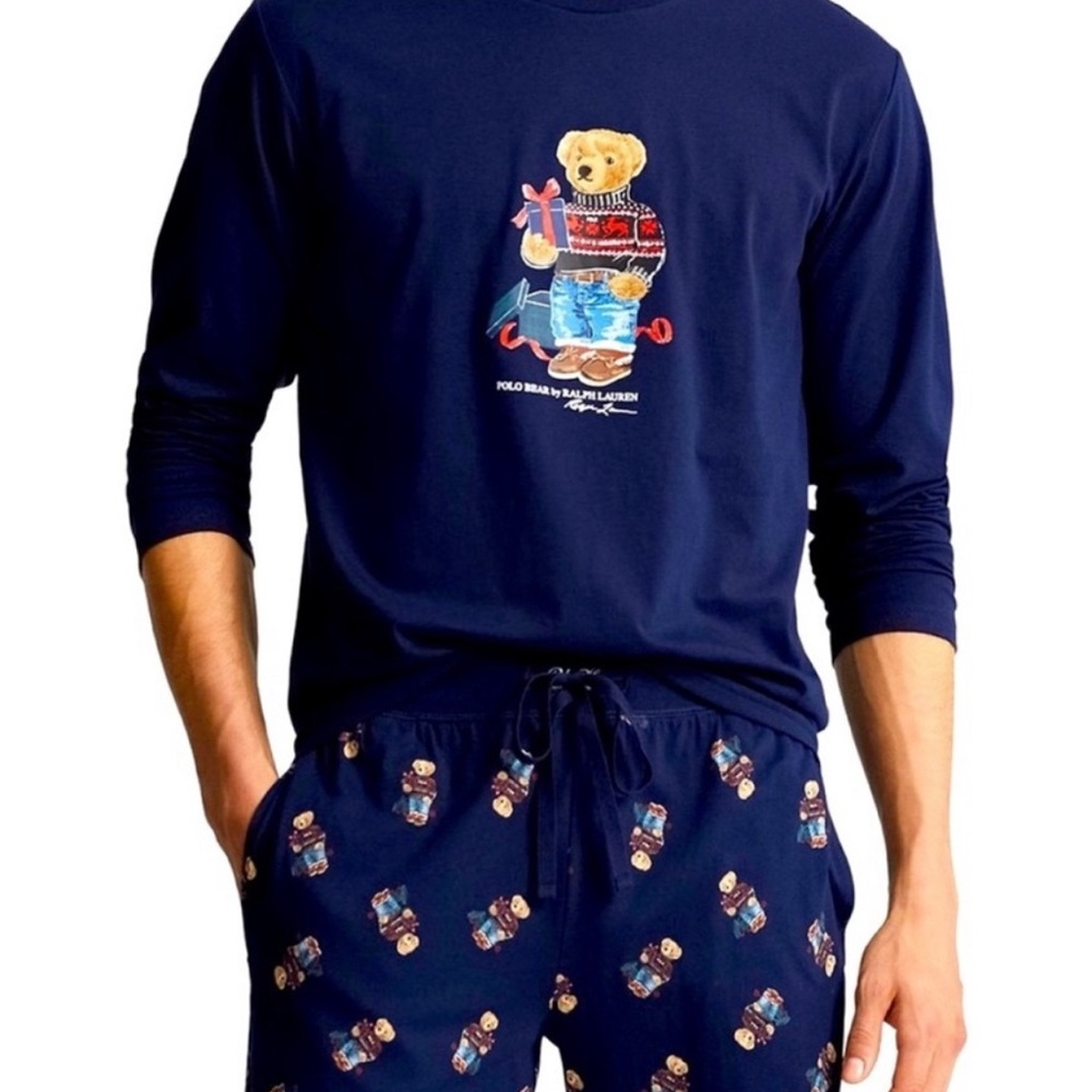 Polo by Ralph Lauren Navy Bear Print Sweatpants